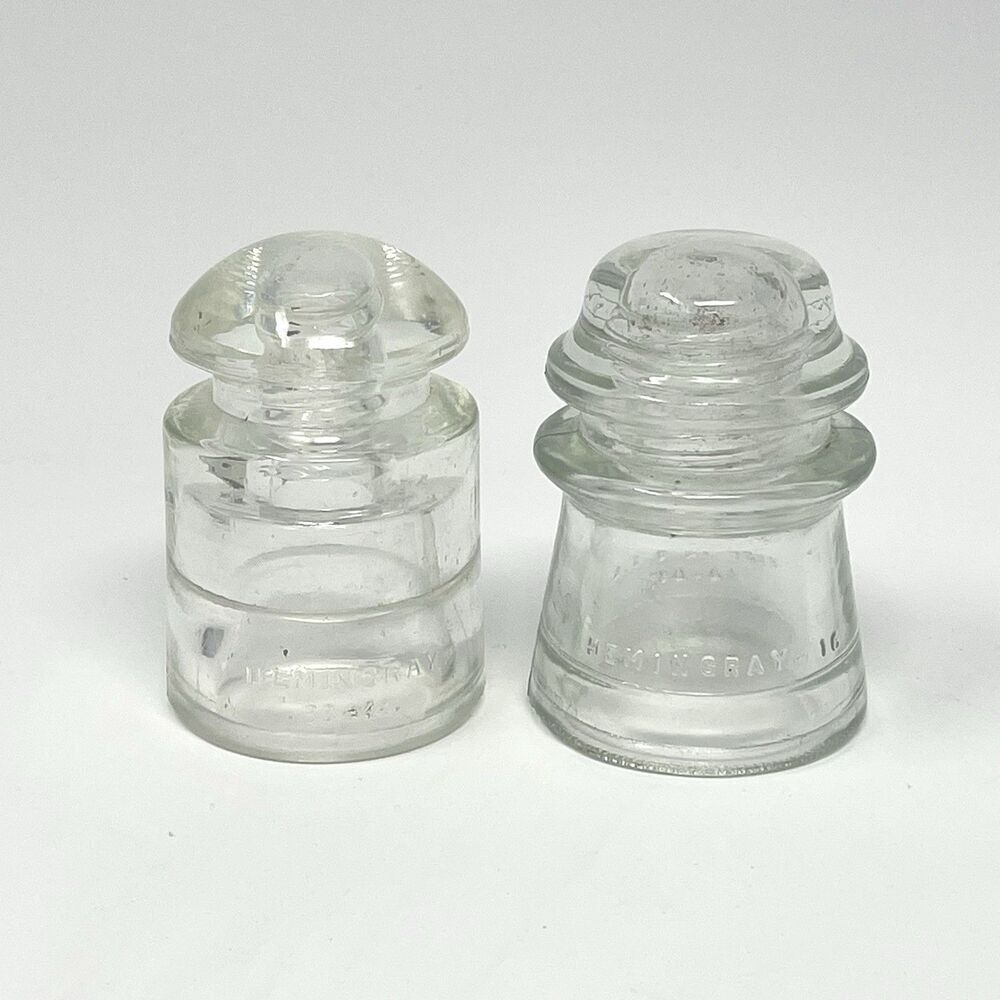 Vintage Insulators Hemingray Clear Glass No 16 14-48 CSA 33-41 Lot Of 2